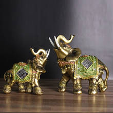 Creative Feng Shui Ornaments Resin Elegant Green Elephant Statue Crafts Wealth Lucky Animal Figurines Home Decor Wedding Gifts 2024 - buy cheap