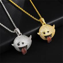 Hip Hop 3mm Iced Out Bling CZ Zircon Micro Paved Flying Ghost Rapper Pendant & Necklace With Rope Chain For Men Women Jewelry 2024 - buy cheap