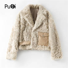 Pudi Women's Winter Warm Real Sheep Fur Coat Overcoat Leisure Female Sheep Skin Jacket Genuine Leather Suit Clothes B401702 2024 - buy cheap