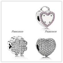 Authentic 925 Sterling Silver Sparkling Heart Clip Charm Fit Original Pandora Beads Bracelet & Necklace Women Fine Jewelry 2024 - buy cheap