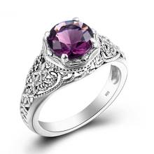 Solid Silver 925 jewelry Handmade Amethyst Stone Ring Round Gemstone Wedding Engagement Party Women Accessories On Sale 2024 - buy cheap