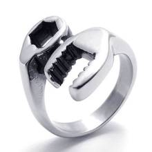 Silver color Men's 316L Stainless Steel Wrench Spanner Biker Ring Men's Jewelry US Size 7-15 2024 - buy cheap