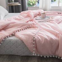 50  throw Quilts fresh pink patchwork quilt stitching small balls duvet 1pc soft bedspread solid bed cover pastoral bed linen 2024 - buy cheap