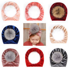 Chapéus para recém-nascidos, chapéus de inverno para crianças, veludo, unissex, pompom, chapéus indianos, aquecedor de orelha para crianças pequenas 2024 - compre barato