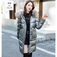 High Quality Duck Down Coat Women Big Fur Collar Thicken Warm Jacket Women 2022 Winter Korean Fashion Loose Bright Coats Female 2024 - buy cheap