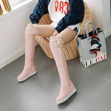 Winter Warm Plush Knee High Boots Women comfy Flat Heel Snow Boots Slip On Platform Woman Long Boots Shoes Black Pink White 2019 2024 - buy cheap