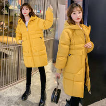 Winter Parkas 2022 Fashion Warm Thicken Long Outerwear Down Cotton Student Stand Collar Hooded Coat Solid Female Casual Jackets 2024 - buy cheap