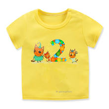 Camiseta de dibujos animados de tres gatitos para niños y niñas, ropa Harajuku para niños, Tops informales de verano, ropa para niños pequeños 2024 - compra barato