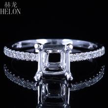 HELON-Anillo de boda de compromiso para mujer, 6x6mm-7,5x7,5mm, diamante Natural de oro blanco sólido de 14K, joyería fina 2024 - compra barato