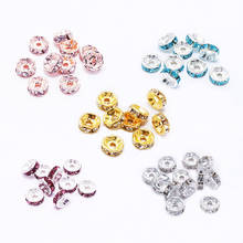 50 unids/lote de cuentas espaciadoras de diamantes de imitación multicolor de 4, 6, 8 y 10mm, accesorios para fabricación de joyas DIY, venta al por mayor 2024 - compra barato