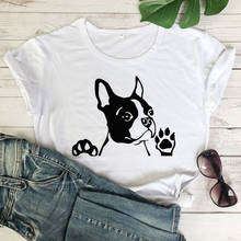 Boston Terrier, графическая футболка, милая, женская, с коротким рукавом, хипстер, гранж, хлопковая футболка, топ, забавная собака, мама, подарок, футболка, Прямая поставка 2024 - купить недорого