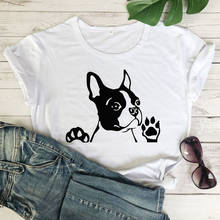 Boston terrier camiseta gráfica feminina, camiseta manga curta fofa com manga curta hipster grunge, camiseta com presente para mamãe e e cachorro engraçada 2024 - compre barato