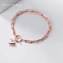 Colusiwei Hight Quality 925 Sterling Silver Romantic Hearts Double Layer Chain Geometric Bracelet Bangle for Women Fine Jewelry 2024 - buy cheap
