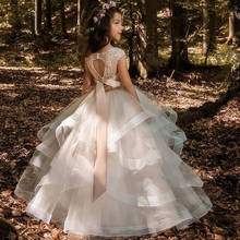 Flower Girls Dresses For Weddings Stunning  Appliques Lace Tulle Junior Floor Length First Communion Dresses 2024 - buy cheap