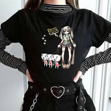 Camiseta feminina gótica, roupas harajuku de verão, solta, sexy, para mulheres, punk, escuro, grunge, moda de rua, para mulheres 2024 - compre barato