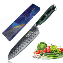 Нож сантоку из дамасской стали, 7 дюймов, VG10, острые ножи для резки мяса 2024 - купить недорого
