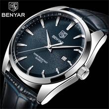 Benyar relógio masculino de quartzo, relógio de pulso esportivo à prova d'água mecânico de couro, novo design, 2021 2024 - compre barato