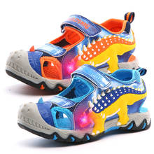 2020 сетка 3D динозавр детские сандалии для мальчиков, светодиодная спортивная детская летняя обувь, спортивная пляжная детская спортивная обувь, большой светильник, обувь для мальчиков 2024 - купить недорого