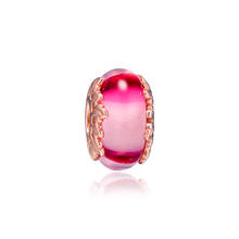 Diy prata esterlina jóias rosa murano vidro & folhas charme se encaixa europeu frisado pulseiras moda contas para fazer jóias 2024 - compre barato