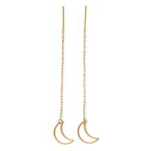 Korean Women's Long Earring Gold Color Stainless Steel Crescent Moon Charm Pendent Chain Tassel Earrings For Women Jewelry 2024 - buy cheap