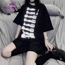 New Summer Harajuku Style T shirts Women Reflective Printed Loose Hip-Hop Short Sleeve T-shirt Female Tops Tees Chic Streetwear 2024 - buy cheap