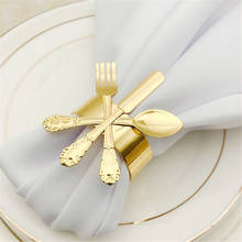 6/PCS napkin ring gold and silver creative style cutlery napkin buckle wholesale hotel supplies tableware 2024 - buy cheap