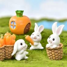 Rabbit Smiling Carrot Hare Ornament Small Lovely Cartoon Statue Little Figurine Crafts Desktop Potted Resin Ornaments Decor 2024 - buy cheap