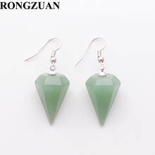 RONGZUAN Hook Drop Earring Women Aventurine Natural gem stone Pyramid Shape Pendant Bead Dangle Earrings Fashion Jewelry TR3250 2024 - buy cheap