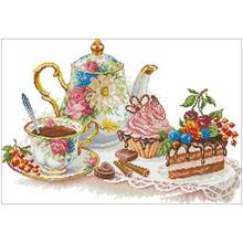 Afternoon tea cake counted 11CT 14CT 18CT Cross Stitch Set DIY Chinese Cross-stitch Kits Embroidery Needlework Home Decor 2024 - buy cheap