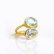 Hot sale Small flesh engagement ring oval Clear Birthstone double Ring yellow gold Ring jewelry GIFT 2024 - buy cheap