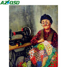 Azqsd 5d pintura diamante retrato completo quadrado broca diy needlework kits completos diamante bordado velho venda casa decoração 2024 - compre barato