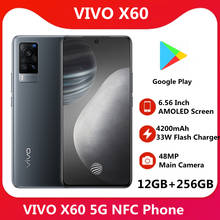 Smartphone vivo x60 original, 12gb, 256gb, 5g, tela amoled, 33w, carregamento de flash, 5nm, chip traseiro, câmera de 48mp, android 11, nfc 2024 - compre barato