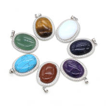 Natural Stone Pendants Retro Oval Crystal Agates Amethysts Turquoises Opal Stone Charms for Jewelry Making Necklace Bracelet DIY 2024 - buy cheap