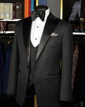 Latest Coat Pant Design Black 3 Pieces Men's Suit Formal Wedding Groom Suit Blazer Shiny Custom 3 Pieces Jacket Trousers Vest 2024 - buy cheap