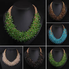 Fashion Women Crystal Chunky Chain Bib Choker Collar Pendant Necklace Statement Jewelry African Bride Wedding Party Necklace New 2024 - buy cheap