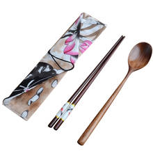 Juego de palillos japoneses hechos a mano, 1 par + 1 cucharas, palillos de madera Natural, cuchara con bolsillo de regalo, juego de palillos de bambú FG1210 2024 - compra barato