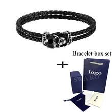 Pulsera tejida a mano con calavera negra para hombre, pulsera de cristal, decoración única y hermosa, joyería de moda, novedad de 2019 2024 - compra barato