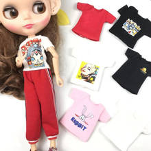1PCS Cute blyth Dolls T-shirt Fashion Shirt Casual White/Black/Pink T-shirt for blyth licca azone 1/6 dolls accessories 2024 - buy cheap