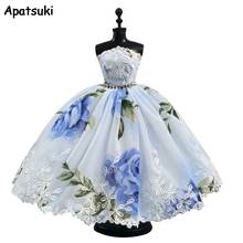 Blue Flower Ballet Tutu Dress For Barbie Doll Outfits Clothes 1/6 Doll Accessories Rhinestone 3-layer Skirt Party Gown Kid Toys 2024 - buy cheap