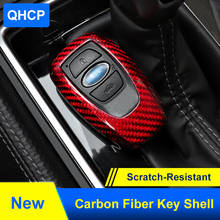 QHCP Car Key Shell Covers Real Carbon Fiber Remote Control Key Case Bag Black Red For Subaru Legacy Outback Forester BRZ XV15-21 2024 - buy cheap