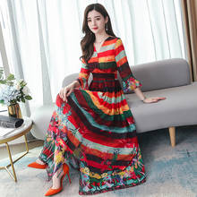 2022 Vintage Boho Print Mulberry Silk Maxi Dress Spring Summer 4XL Plus Size Runway Dresses Elegant Women Bodycon Party Vestidos 2024 - buy cheap