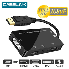 Переходник DP-HDMI VGA DVI с кабелем, конвертер порта дисплея, видеоадаптер для ПК, ноутбука, монитора, проектора HDTV 2024 - купить недорого