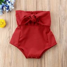 pudcoco Infant Baby Girl Clothes Off Shoulder Ruffles Solid Color Bodysuit Bowknot Outfits Off Shoulder Sunsuit 2024 - buy cheap