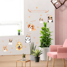 Pegatina de pared de dibujos animados para cachorro, decoración para sala de estar, pegatina para armario, sombrero, flores, perro, frase romántica 2024 - compra barato