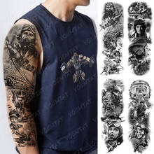 Большая рука рукав тату самолет солдат пилот Водонепроницаемая временная татуировка наклейка парусный компас боди арт полный поддельный тату для женщин 2024 - купить недорого