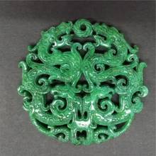 Charms Vintage Chinese Ancient Sculpture Carving Art Pattern Natural Green Semi Precious Stone Pendant Necklace DIY Jewelry2021 2024 - buy cheap
