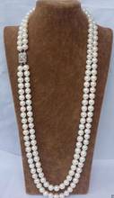 Красивое очаровательное натуральное жемчужное ожерелье 2 ряда 9-10 мм белого цвета AAA AKOYA с южным морем 23 "24" 2024 - купить недорого