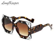 LongKeeper-gafas De Sol clásicas para hombre y mujer, anteojos De Sol italianos con montura grande cuadrada con diamantes, Estilo Vintage, De gran tamaño 2024 - compra barato