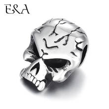 Stainless Steel Beads Skull Spacer Large Hole 6mm Slide Charm Pendant DIY Men Bracelet Making Supplies Handmade Jewelry Findings 2024 - buy cheap