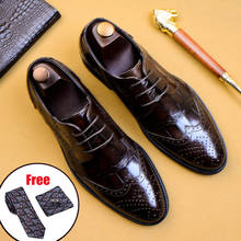 Phenkang-zapatos formales de cuero genuino oxford para hombre, calzado de vestir, boda, con cordones, color negro, 2020 2024 - compra barato
